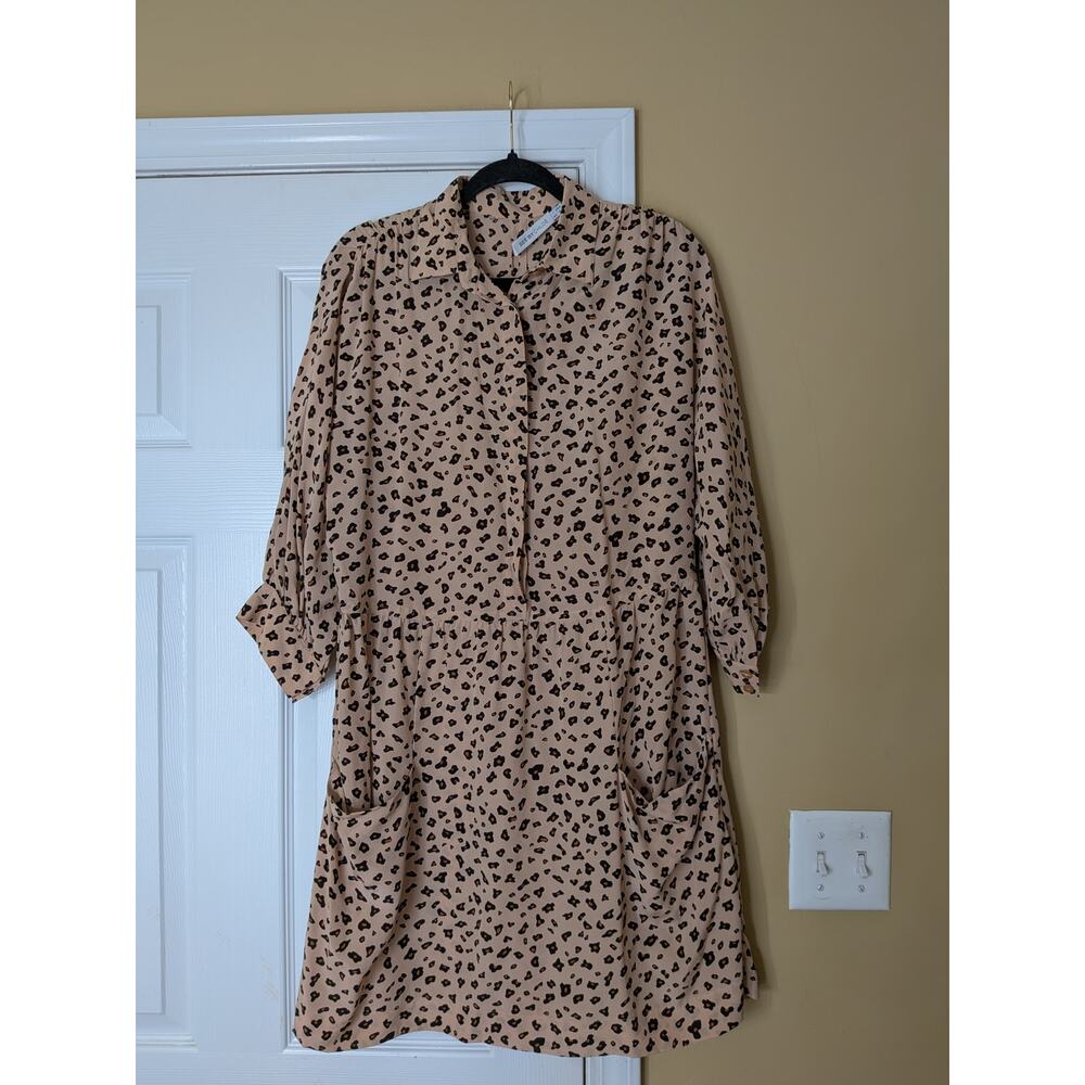 See by Chloé Silk Leopard Print Shirt Dress Size 6   Quiet Luxury Boho Fall